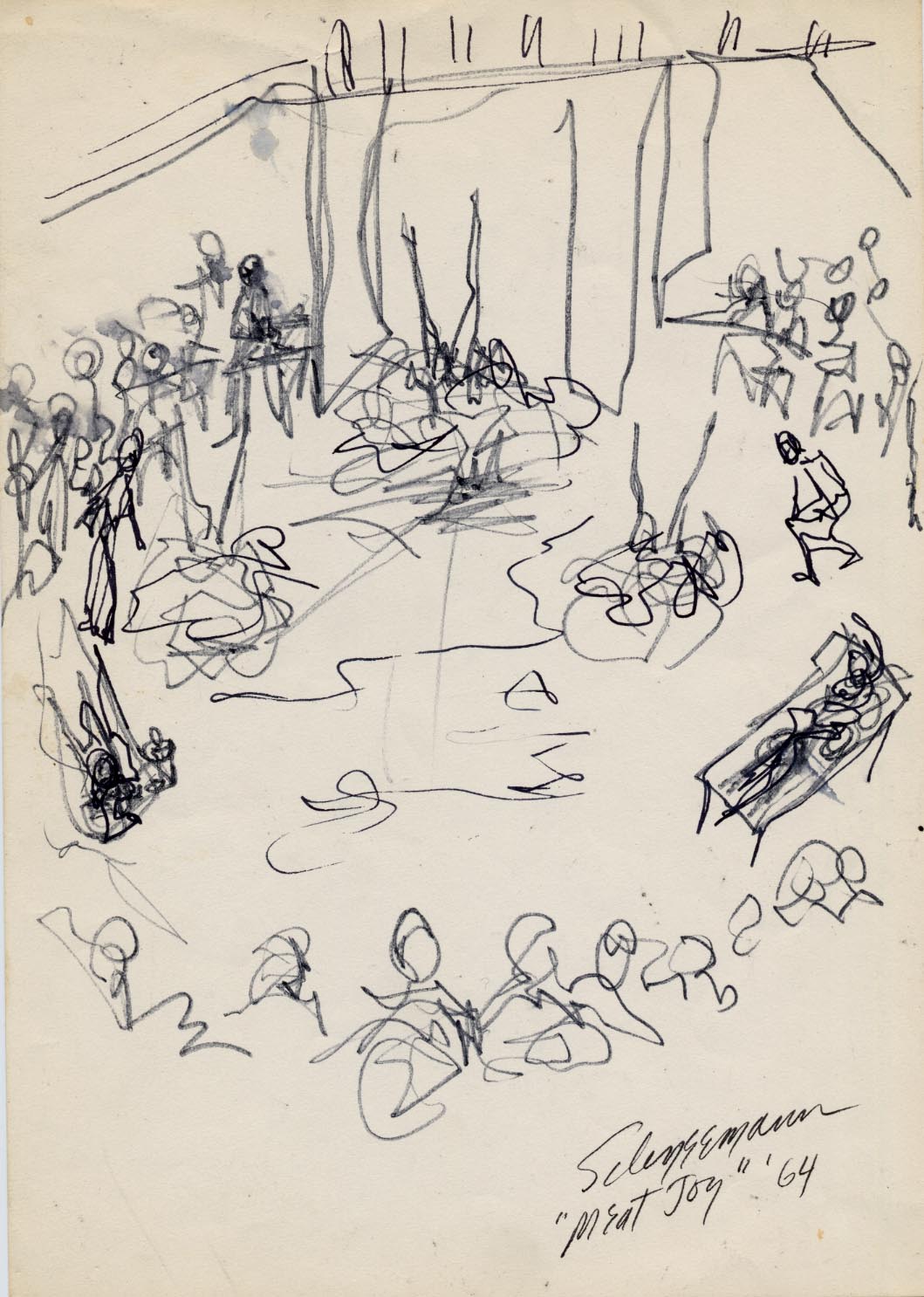 Concept sketch of the performance in charcoal on paper.